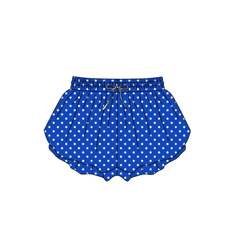 Moq 5 Preorder Adult Women Dots Blue Yoga Active Ruffle Shorts Bottom Clothes
