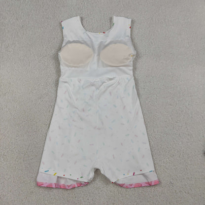 RTS Baby Girls Kids Sleeveless Sprinkles Pink Drips Yoga Knee Length Yoga Dress