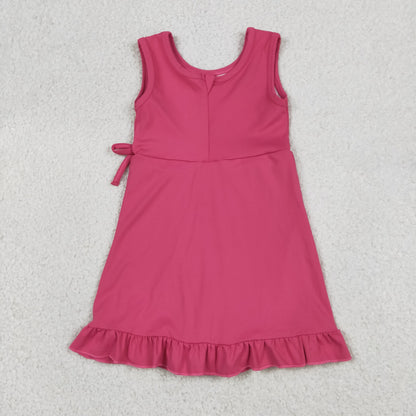Baby Girls Kids Sleeveless Pink Scallop Yoga Active Knee Length Dress