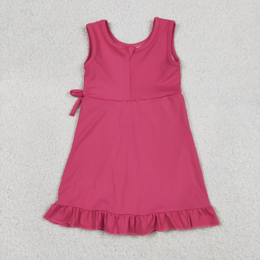 Baby Girls Kids Sleeveless Pink Scallop Yoga Active Knee Length Dress