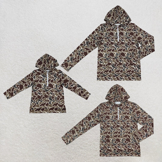Sibling Baby Boys Adult Long Sleeves Camo Zipper Hoodie Pockets Pullovers Family