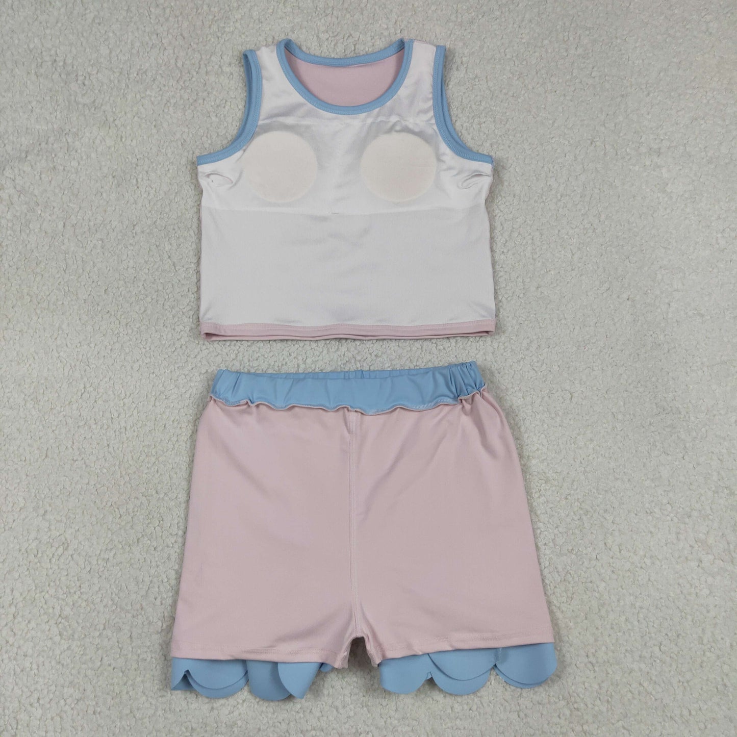 Baby Girls Kids Pink Tops Scallop Skirt Shorts Yoga Active Set Summer Clothes