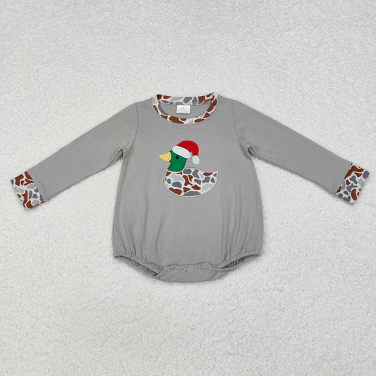 Baby Boy Long Sleeves Embroidery Camo Duck Christmas Romper