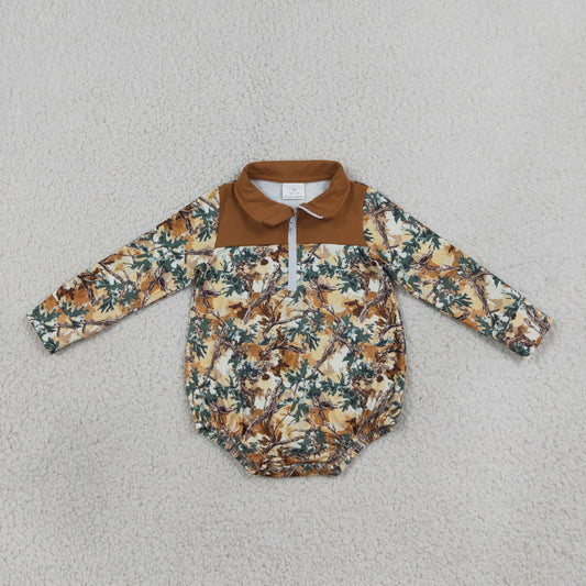 Baby Boys Infant Long Sleeves Camo Zipper Bubble Romper Clothes