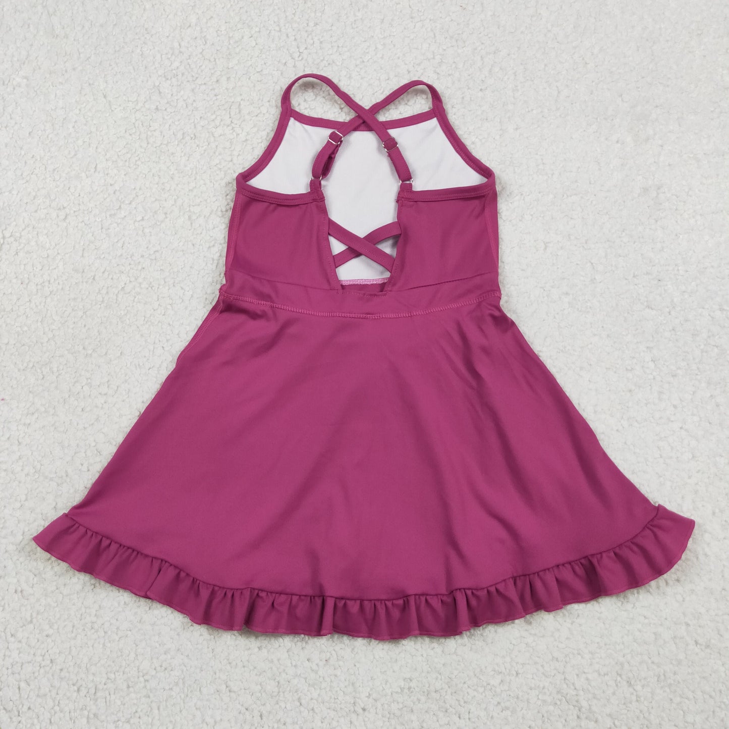 Baby Girls Kids Straps Yoga Active Purple Ruffle Knee Length Dress