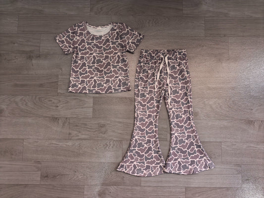 No moq  Preorder Baby Girl Toddler Short Sleeves Shirt Tops Pants Clothes Camo Set