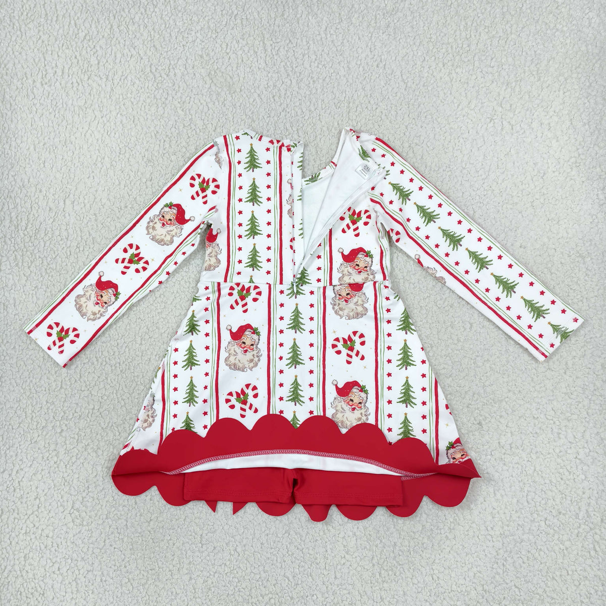 Sibling Baby Girls Kids Long Sleeves Christmas Bows Scallop Dresses Yoga Active Clothes