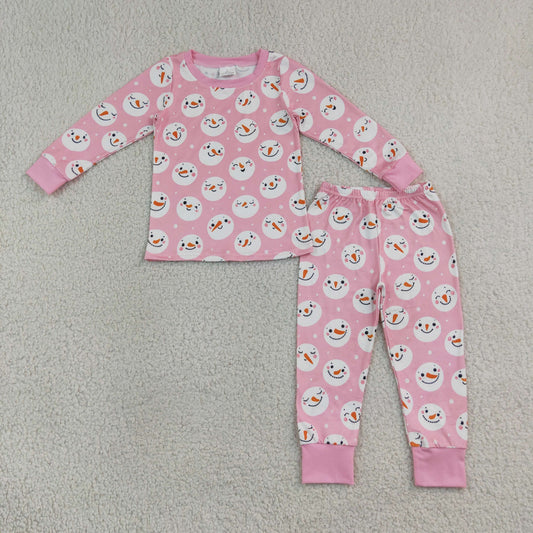 Baby Girls Kids Long Sleeves Christmas Shirt Pants Pink Set Pajamas Clothes