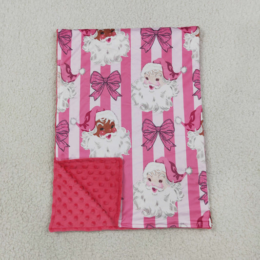 Baby Girls Kids Christmas Santa Bows Pink Stripes Blanket