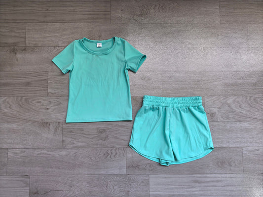 Baby Girls Kids Short Sleeves Shirt Skirt Shorts Yoga Active Set Clothes