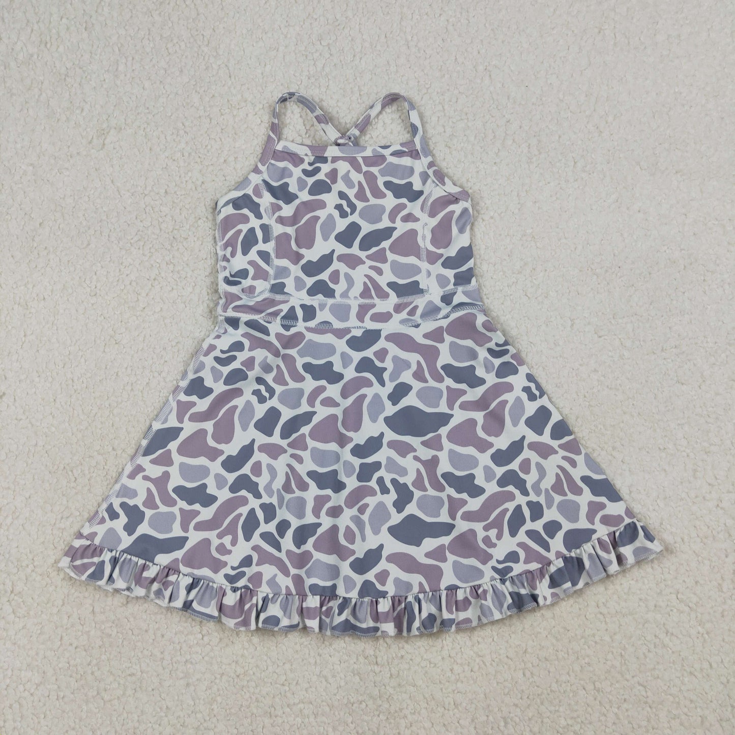 RTS Baby Girls Kids Straps Grey Camo Yoga Active Shorts Knee Length Dress