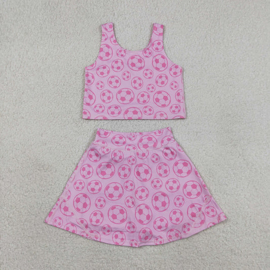 Sibling Baby Girls Toddler Soccer Shirts Shorts Pink Sets Summer Clothes