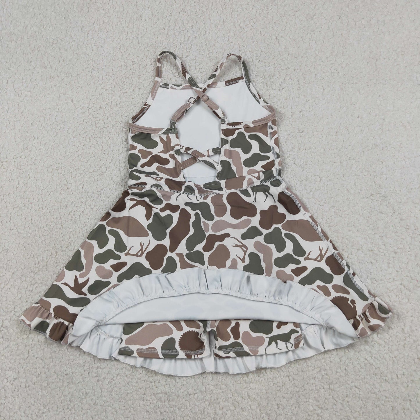 Baby Girls Kids Sleeveless Ducks Deer Dogs Yoga Active Knee Length Camo Dress