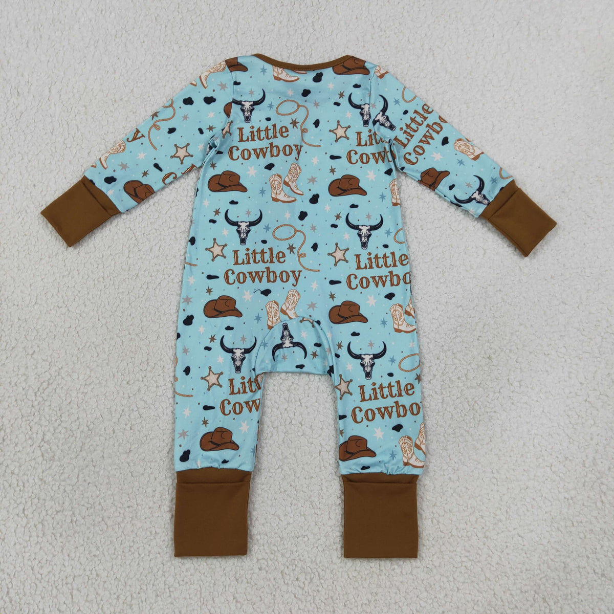 Sibling Baby Boys Kids Long Sleeves Cowboy Western Zipper Romper Set Pajamas Clothes