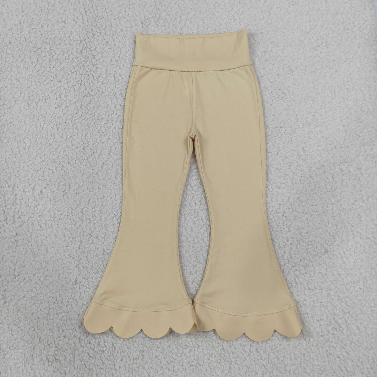 Baby Girls Kids Scalloped Cotton Pants Bottoms Cream Clothes