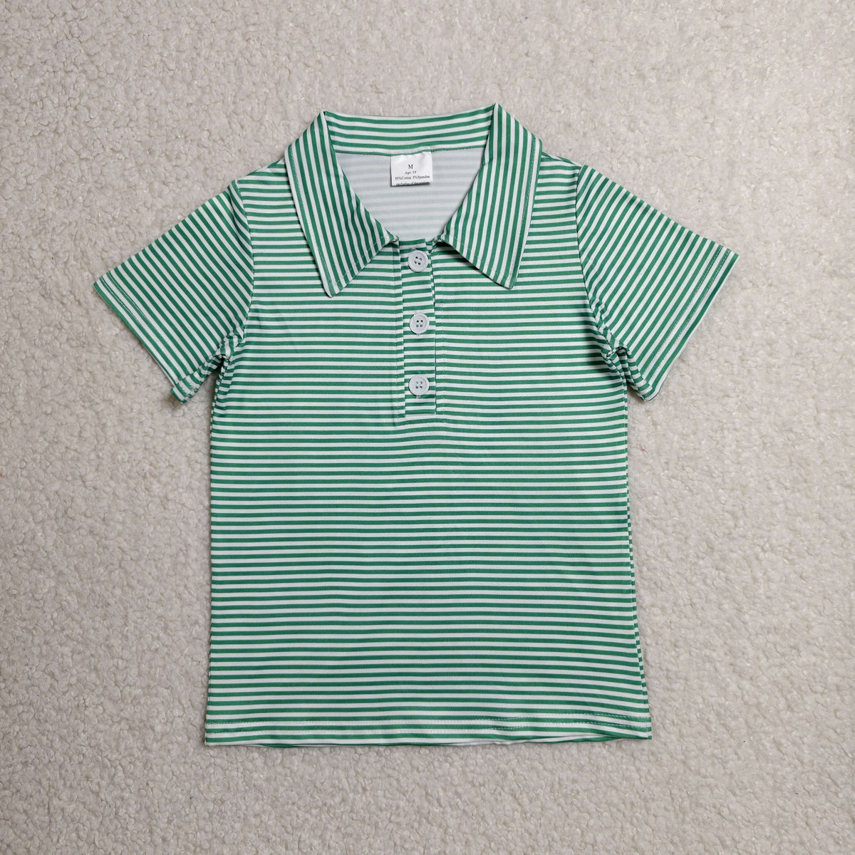 Baby Boys Kids Short Sleeves Green Stripes Tops Polo Shirt