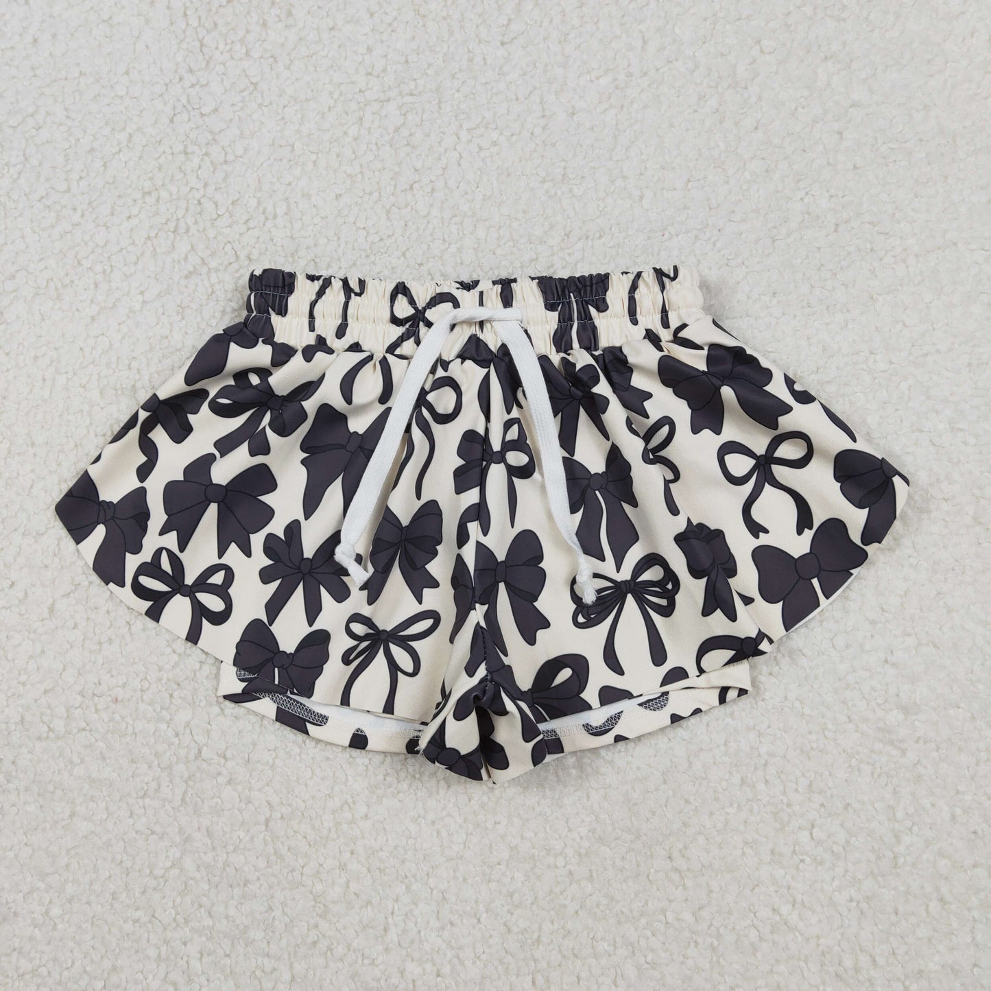 Baby Girls Kids Black Bows Yoga Active Ruffle Shorts Bottoms