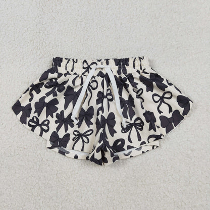 Baby Girls Kids Black Bows Yoga Active Ruffle Shorts Bottoms
