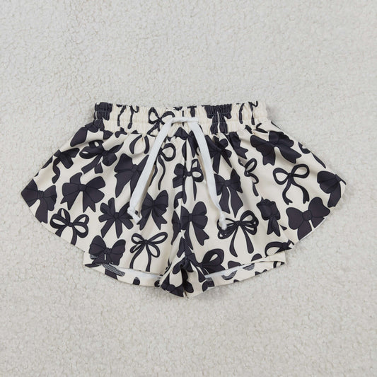 Baby Girls Kids Black Bows Yoga Active Ruffle Shorts Bottoms
