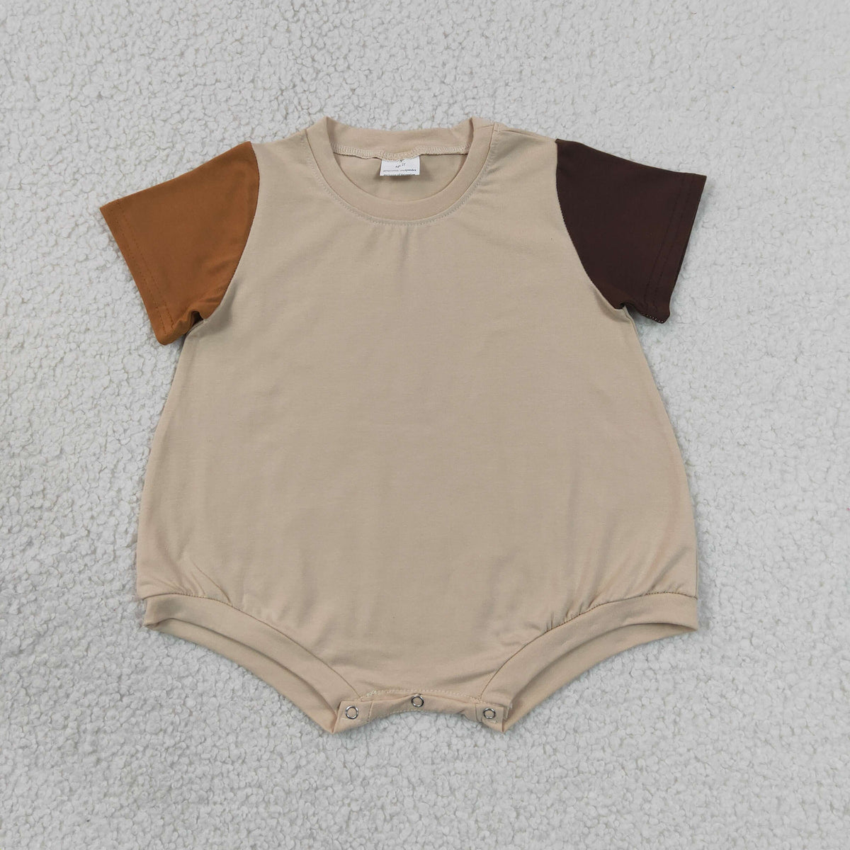Baby Boys Infant Short Sleeves Khaki Cotton Bubble Romper Clothes