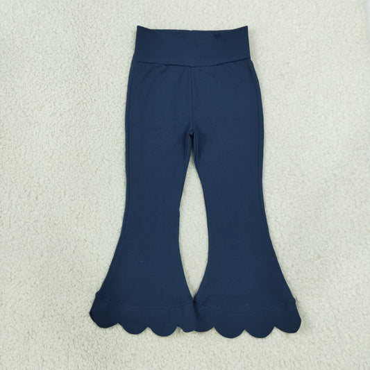 Baby Girls Kids Scalloped Pants Bottoms Cotton Navy Clothes