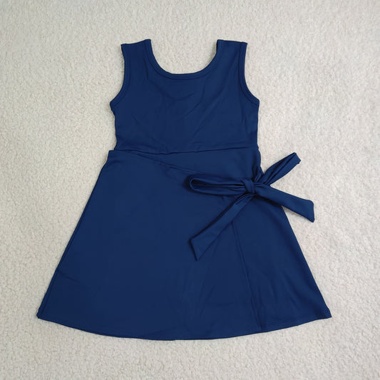 Baby Girls Sleeveless Navy Bow Shorts Knee Length Yoga Active Dress