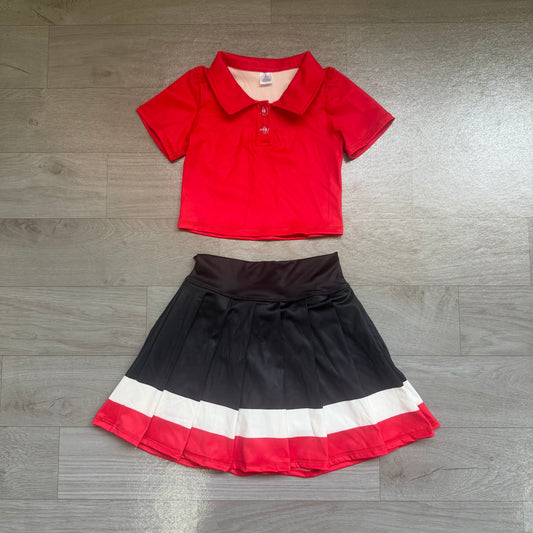 No moq Preorder Baby Girls Kids Green Buttons Shirt Skirt Shorts Yoga Active Set Clothes