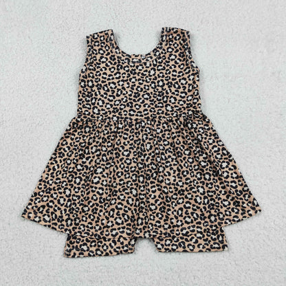 Baby Girl Infant Sleeveless Leopard Ruffle Zipper Romper Clothes