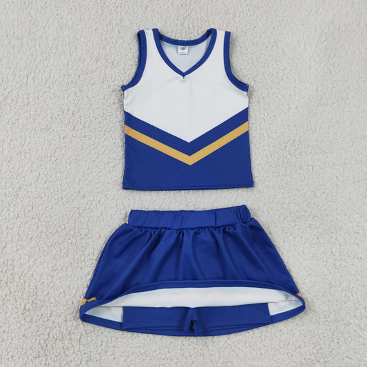 Baby Girls Kids Sleeveless Tops Blue Skirt Shorts Set Yoga Active Team Clothes