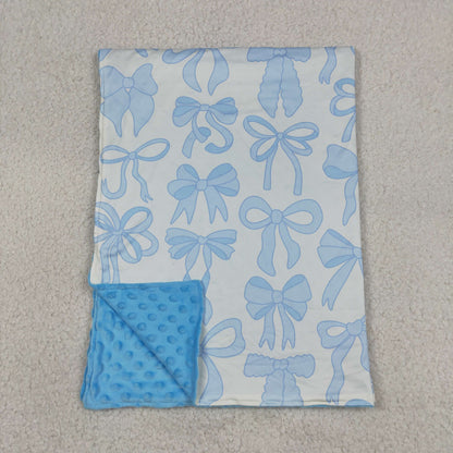 Baby Girls Kids Blue Bows Blanket
