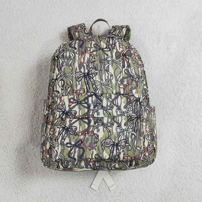 Baby Girls Kids Bows Camo Print Zipper Backpack School Bag