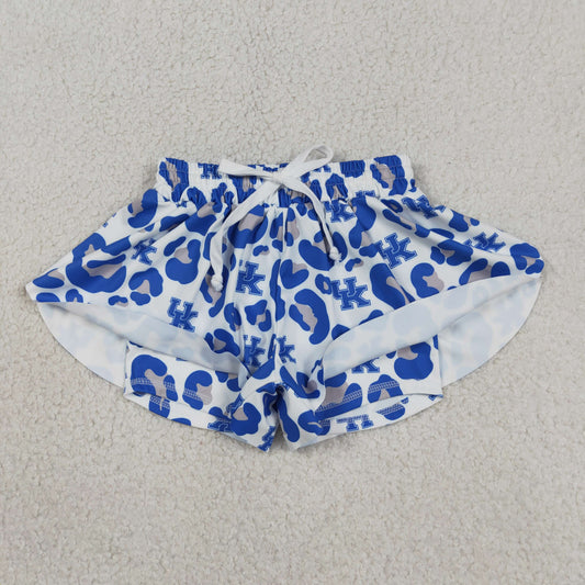 Baby Girls Kids Blue Leopard Team Yoga Active Ruffle Shorts Bottom