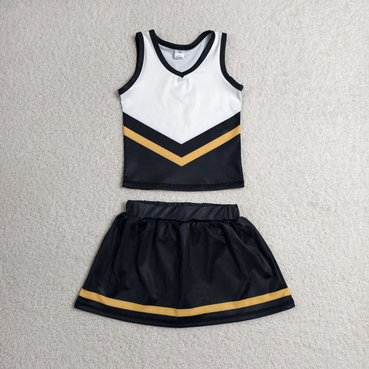 Baby Girls Kids Sleeveless Vest Black Skirt Shorts Set Yoga Active Team Clothes