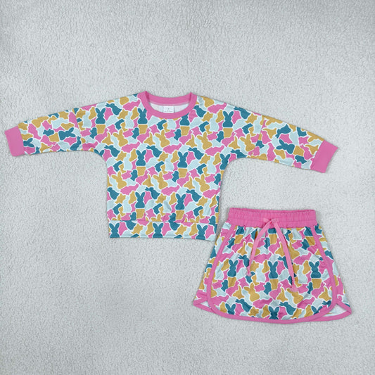 Sibling Baby Girls Toddler Rabbits Easter Skirt Shorts Set Shirt Camo Clothes