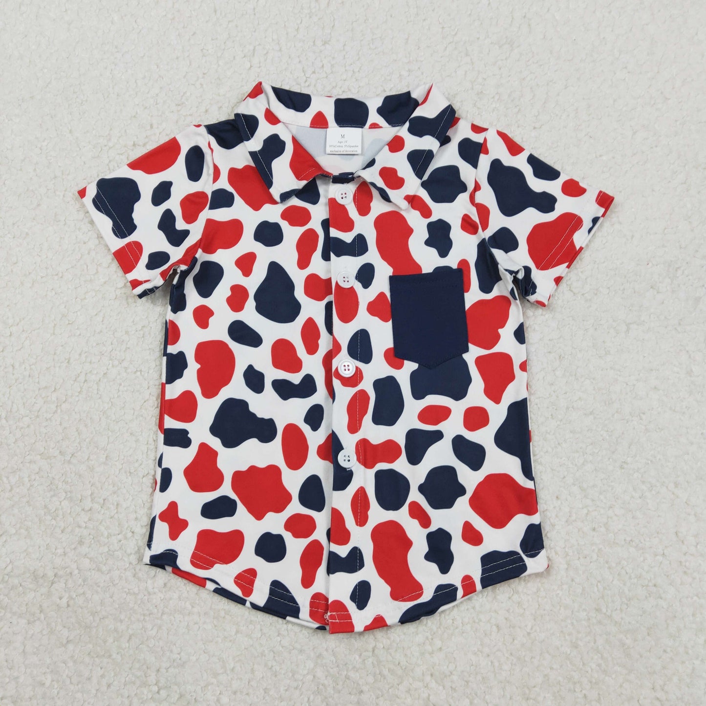 RTS Sibling Baby Boys Short Sleeves Navy Buttons Shirt Camo Shorts Set Romper Shirt 4th of July Clothes