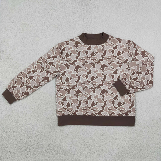 Adult Women Long Sleeves Camo Print Shirt Tops Pullover Clothes