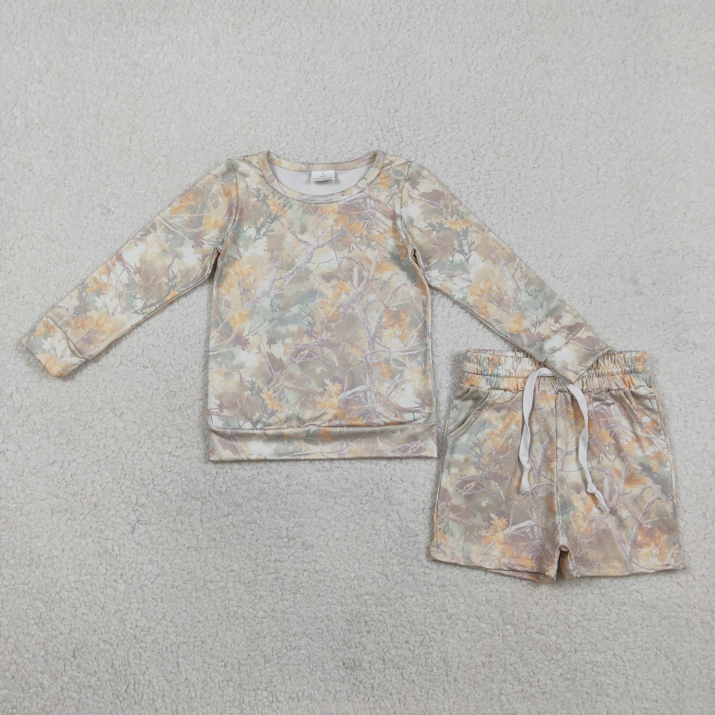 RTS Sibling Baby Girls Long Sleeves Camo Print Shirts Shorts Summer Clothes Sets