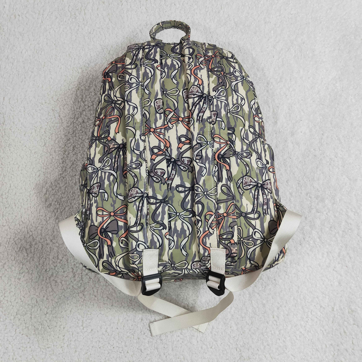 Baby Girls Kids Bows Camo Print Zipper Backpack School Bag