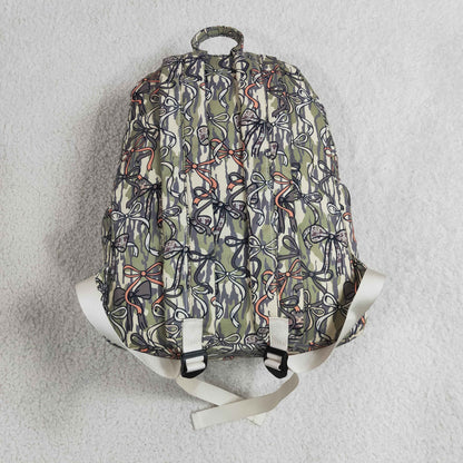 Baby Girls Kids Bows Camo Print Zipper Backpack School Bag