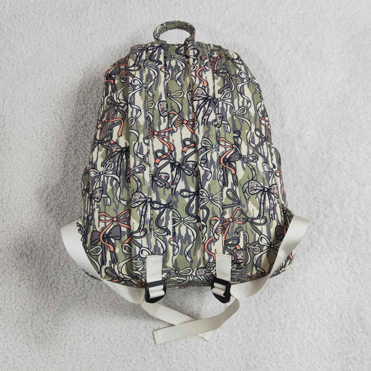 Baby Girls Kids Bows Camo Print Zipper Backpack School Bag