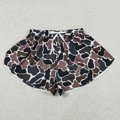 Adult Women Dark Brown Camo Yoga Southern Shorts Bottoms