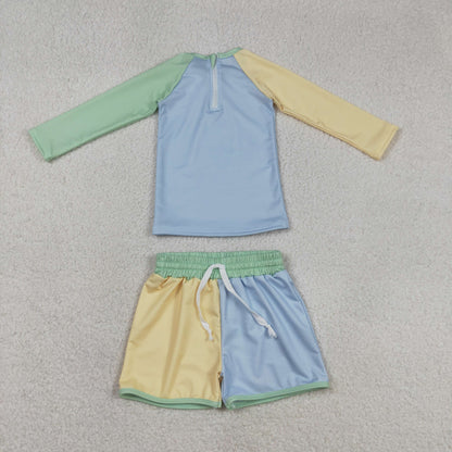 RTS Sibling Baby Boys Girls Kids Long Sleeves Zipper Tops Shorts Sets Swimsuits Clothes