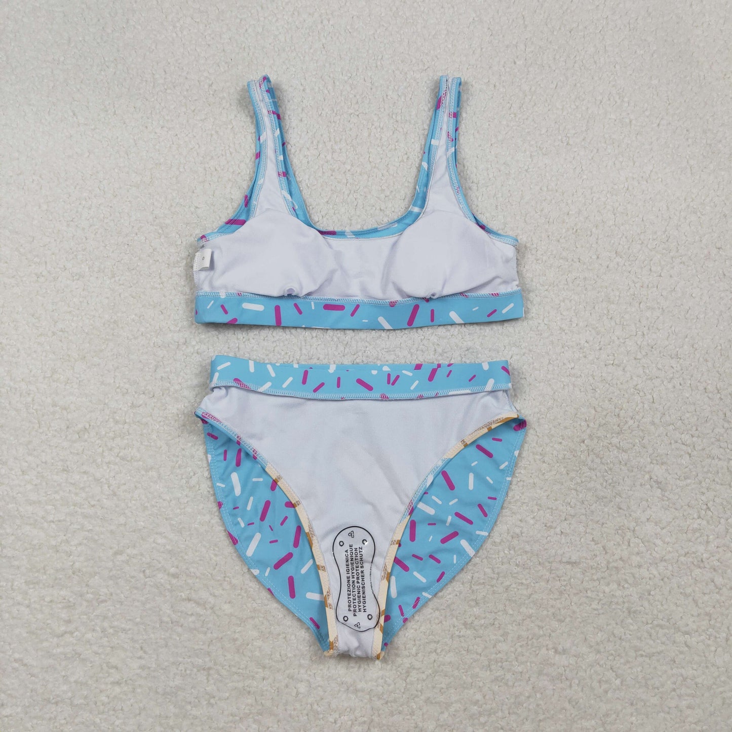 RTS Adult Women Sleeveless Blue Tops Drip Shorts Summer Swimsuit Set