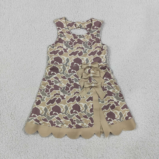 Baby Girls Kids Sleeveless Camo Bows Shorts Scallop Dress Yoga Active Clothes