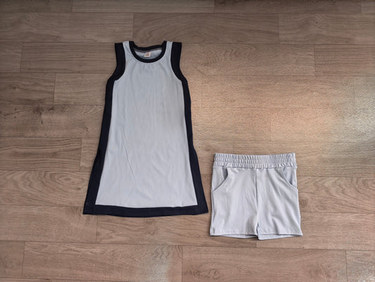 No moq Preorder Baby Girls Kids Sleeveless Tops Blue Pockets Shorts Set Yoga Active Clothes