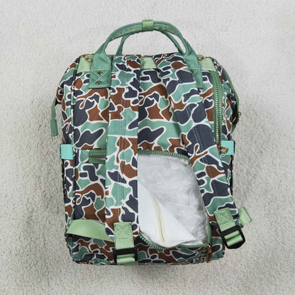 Baby Boys Kids Duck Camo Print Zipper Green Backpack School Bag RTS