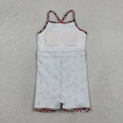 Baby Girls Kids Straps Dogs Camo Print Team Yoga Ruffle Knee Length Dress