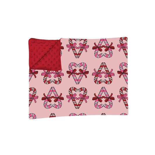 Moq 5 Preorder Baby Girls Kids Christmas Candy Cane Bows Blanket