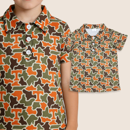 Baby Boys Kids Short Sleeves T Camo Print Team Buttons Shirt Tops