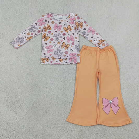 Baby Girls Kids Long Sleeves Bows Shirt Bell Pants Halloween Set Clothes